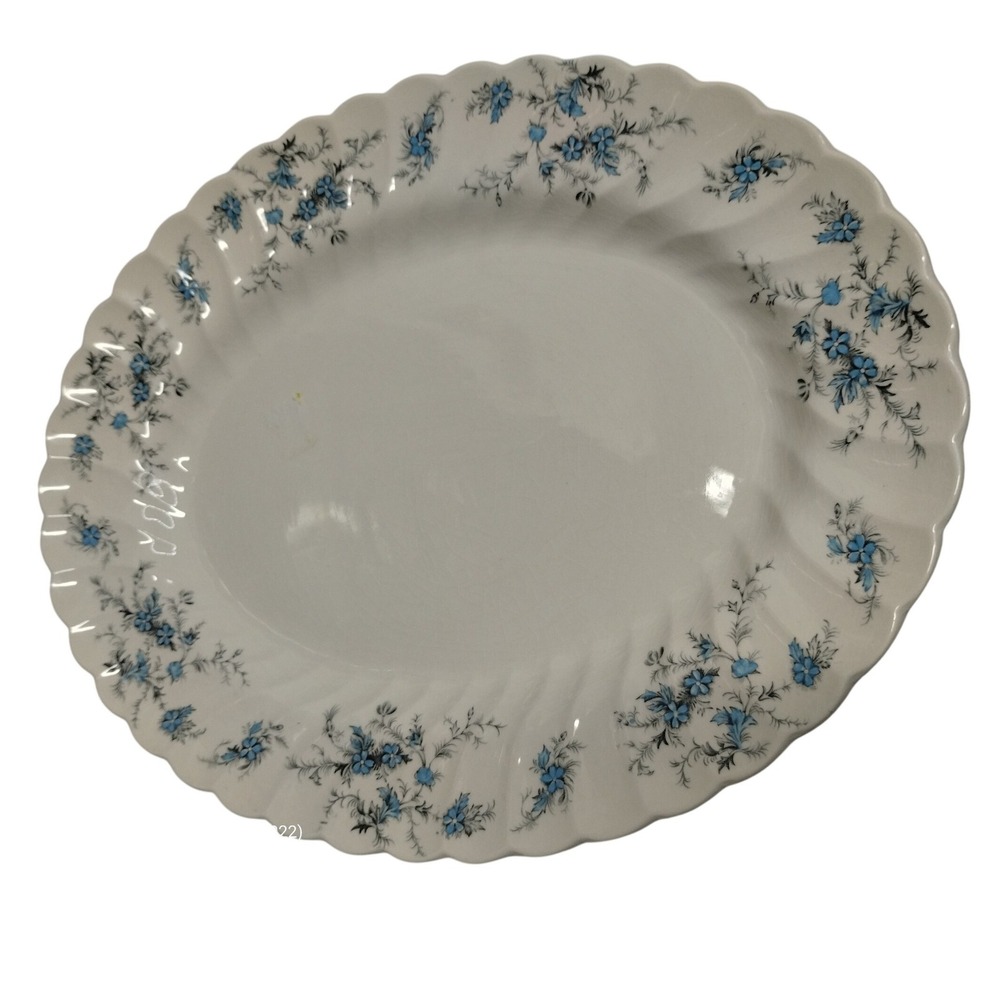 Myott Forget Me Not Blue Floral Oval Platter‎ England Staffordshire Ware